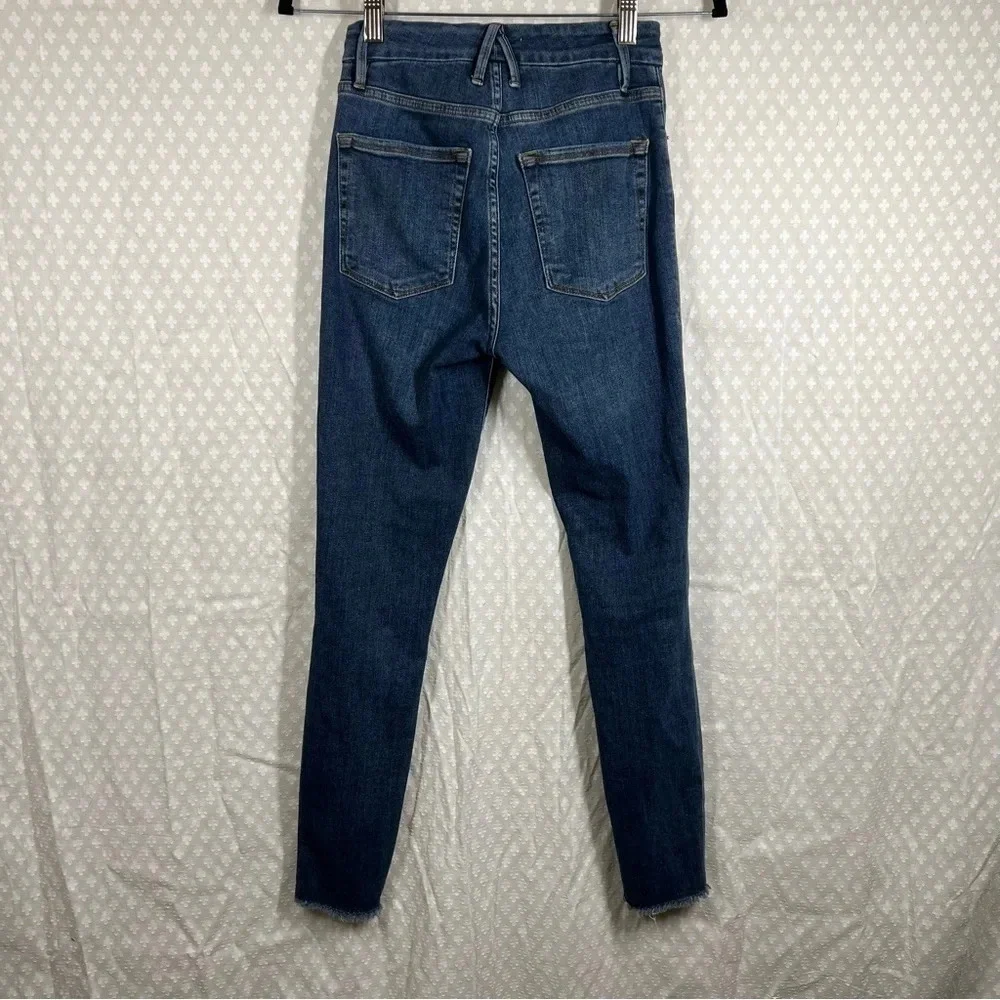 Good American Women Jeans‎ Sz 25 Dark Wash Good Legs Crop High Rise Distressed